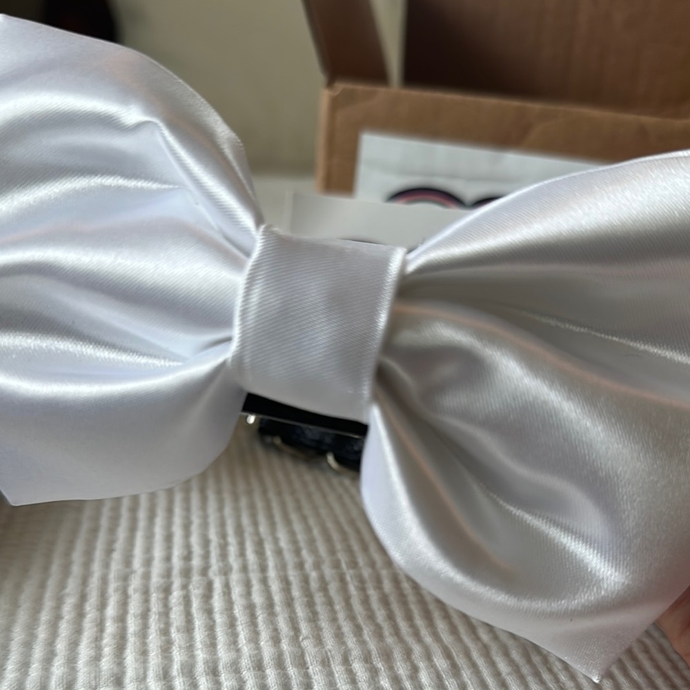 Dog Collar Bow Tie with Black Leash and Ring Clip for ring bearer